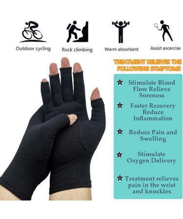 RNAIETY Compression Gloves - 2 Pairs for Arthritis & Carpal Tunnel Relief | Moisture-Wicking Fingerless Design, Black - Buy Online on GoSupps.com