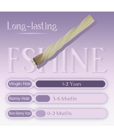 FSHINE Blonde Real Hair Extensions - 50cm Straight Tape-In Ombre Light Brown to Blonde 25g 10 Pieces - Virgin Hair Quality - Buy Online on GoSupps.com