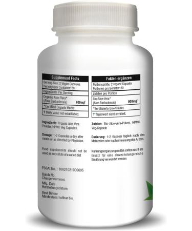 H&C Aloe Vera Capsules - 900mg per Serving 120 Vegan Capsules | for All Wellness and Rejuvenation 120 count (Pack of 1) - Buy Online on GoSupps.com