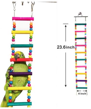 Wonninek Bird Parrot Toys 10-Step Ladders Swing Chewing Toys Hanging Pet Bird Cage Accessories Swing Toy for Small Parakeets Cockatiels Lovebirds Conures Macaws - Buy Online on GoSupps.com