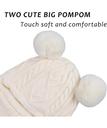 XIAOHAWANG Winter Baby Hood Hat with Fleece Lining and Earflaps - White Pompom | for Toddler Boys and Girls 6-24 Months - Buy Online on GoSupps.com
