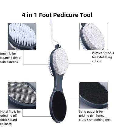 4 in 1 Foot File Callus Remover Multi-Functional Foot Scrubber Brush Feet Pedicure Tools Foot File Rasp with Pumice Stone for Home Foot Care (Yellow) - Buy Online on GoSupps.com