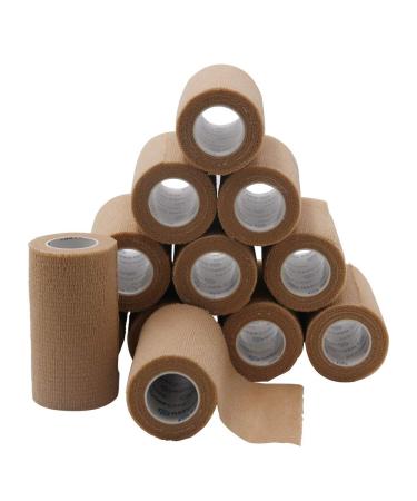 Self Adherent Cohesive Wrap Bandages 12 Count 4 x 5 Yards  Self Adhesive Non Woven Bandage Rolls(Skin Color) Skin Color 12 Count (Pack of 1)