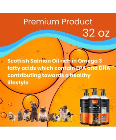 Scottish Salmon Oil for Dogs & Cats 32oz | 1 Year Supply | High Omega 3 EPA & DHA | Natural Source Fatty Acids | Made in Scotland | Ideal for All Ages - Buy Online on GoSupps.com