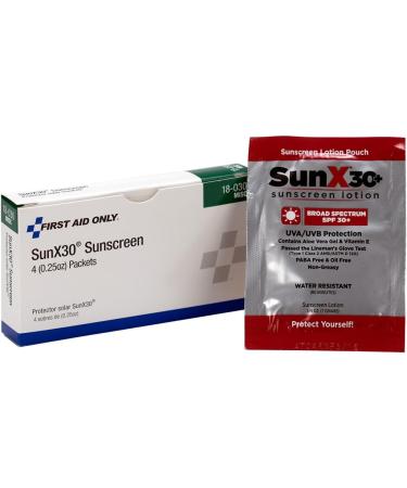 First Aid Only 18-030 SunX30 Sunscreen Towelette (Box of 4) - Buy Online on GoSupps.com