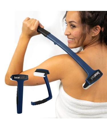 Bearback Lotion Applicator for Back & Body. Premium Quality Long Handled Folding Lotion Roller. American Owned Small Business (Navy Blue)
