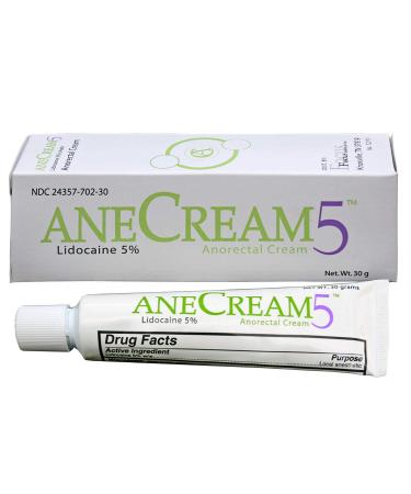 AneCream5 - 5% Lidocaine Numbing Cream Maximum OTC Strength Medical Grade Topical Anesthetic Pain Numbing Cream 30-gram tube Local and Anorectal Uses Hemorrhoid Treatment