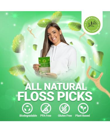 Biodegradable Dental Floss Picks - Eco Friendly Tooth Flosser | Unwaxed, Vegan, 50 Count - Buy Online on GoSupps.com