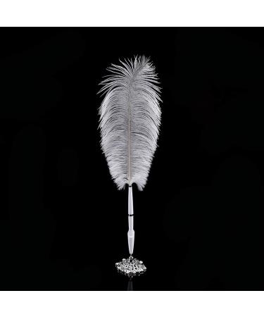 Quill Pen - Ostrich Feather Wedding Signing Pen with Metal Holder | Gold & Silver Options Available - Buy Online on GoSupps.com