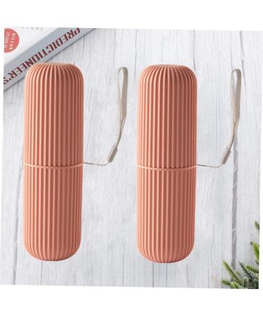 FRCOLOR Travel Tooth Cleaning Organizer - 2 Piece Toothpaste & Brush Container Set - Red - 5.5x5.5x19cm - Ideal for International Shipping - Buy Online on GoSupps.com