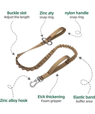 Elite Tactical Bungee Dog Leash - Elastic Brown & Black - Perfect for Training & Walking - Buy Online on GoSupps.com