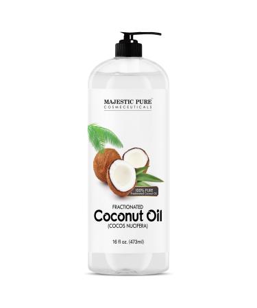 MAJESTIC PURE Fractionated Coconut Oil - Relaxing Massage Oil, Liquid Carrier Oil for Diluting Essential Oils - Skin, Lip, Body & Hair Oil Moisturizer & Softener - 16 fl oz