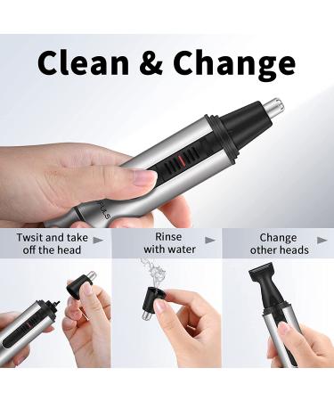 Tofuls Stainless Steel 3-in-1 Hair Trimmer for Men - Waterproof Nose, Ear, and Beard Trimmer - Facial Grooming Tool for Painless Hair Removal - Silver - Buy Online on GoSupps.com