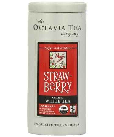 Octavia Tea Strawberry (Organic White Tea) Loose Tea, 1.06 Ounce Tin
