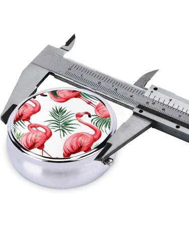 Flamingo Bird Green Leaf Round Pill Box | 3 Compartment Portable Travel Organizer for Vitamins & Medications - Buy Online on GoSupps.com