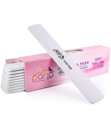 PANA Jumbo Double-Sided Emery Nail File for Manicure Pedicure Natural and Acrylic Nails - Zebra (Grit 100/180) - 50 Piece Pack