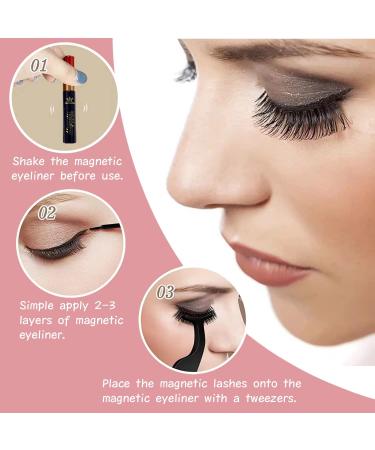 Buy Premium 3D Magnetic Lashes with Eyeliner - Reusable Natural Look Eyelash Kit | 2 Pairs with Tweezers - NATURA B0BJ35LSR7 - Buy Online on GoSupps.com