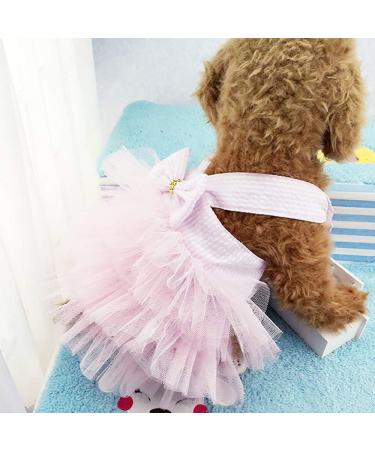 Buy Tonsee Dog Tutu Dress with Bowknot - Striped Lace Dress for Small Dogs - Princess Style Pink Cladding Set - Buy Online on GoSupps.com