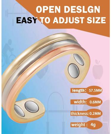 Yinox Female Pure Copper Magnetic Jewelry | 3500 Gauss Arthritis & Migraine Relief | Three-Colored Magnetic Ring (4 Magnets) - Shop Internationally - Buy Online on GoSupps.com