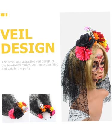 Didiseaon Spider Yarn Button Rose Flower Halloween Veil Headband Day of The Dead Veil Skull Flower Hair Band Bridal Hair Clip Black Outfit Festival Headband Cosplay Fabric Flowers Bride - Buy Online on GoSupps.com