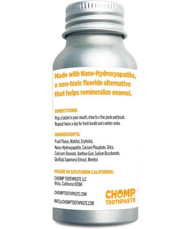 Chomp Super Whitening Cool Fruit Toothpaste Tablets - Nano Hydroxyapatite for Bright Smiles - International Shipping Available - Buy Online on GoSupps.com
