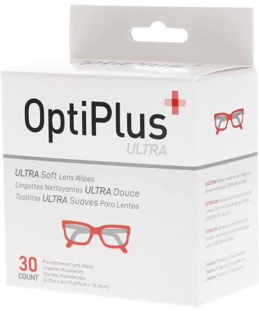 OptiPlus UltraSoft Lens Cloths (30 Count) - Streak-Free & Pre-Moistened - Buy Online on GoSupps.com