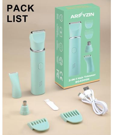AREYZIN Waterproof Bikini Trimmer for Women - Electric Razor with Snap-in Ceramic Blades IPX7 Washable Wet & Dry Use - Green - Buy Online on GoSupps.com