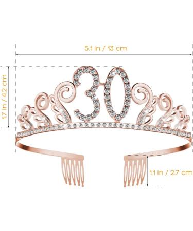 Beaupretty Frcolor 30th Birthday Crown Crystal Headband Tiara with Comb for Party(Rose Gold) - Buy Online on GoSupps.com