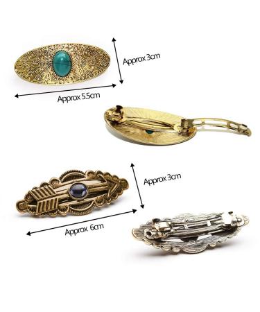 CORGIMHZ Vintage Gem Hair Barrettes - 4 Pack Classic Carved French Hair Clips for Women & Girls | Retro Metal Hairpins Spring Barrette Accessories - Buy Online on GoSupps.com