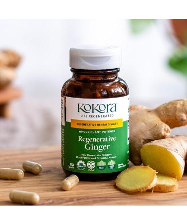 kokora Regenerative Ginger - Regenerative Organic Certified Ginger Root Extract & Powder - Vegan & Gluten-Free - Supports Healthy Digestion & Stress Response - 60 Capsules - Buy Online on GoSupps.com