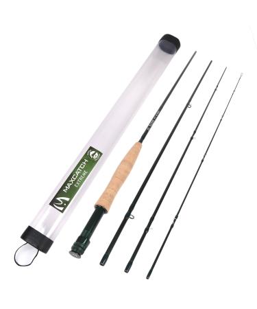 M MAXIMUMCATCH Maxcatch Extreme Graphite Fly Fishing Rod 4-Piece 9 Ft IM7 Carbon Blank, Hard Chromed Guides(3/4/5/6/7/8/10wt) Extreme Rod 9ft 5weight 4sec