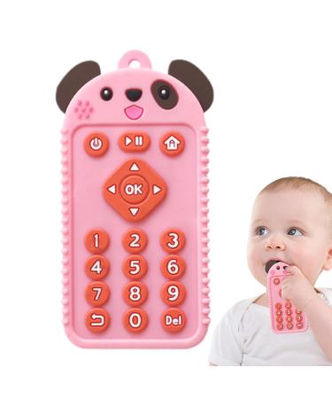 Tylyworth Remote-Controlled Silicone Bite Rings for Babies | Chewable Pedagogical Toys with Cartoon Dog - Pink | Ideal for 3 Months+ - Buy Online on GoSupps.com