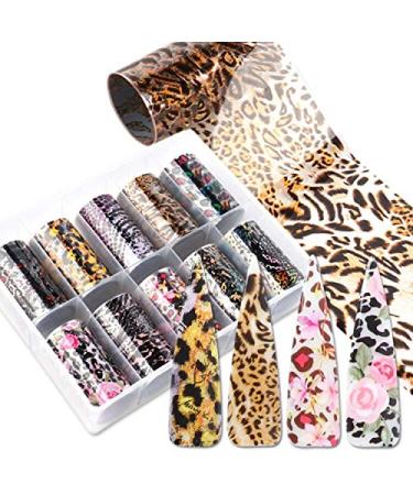 10 Roll Foil Nail Decals Snake Print Christmas Sticker Nail Art UV Gel Decoration Starry Sky Paper Adhesive Transfer Foils (XKH40-75 Box)