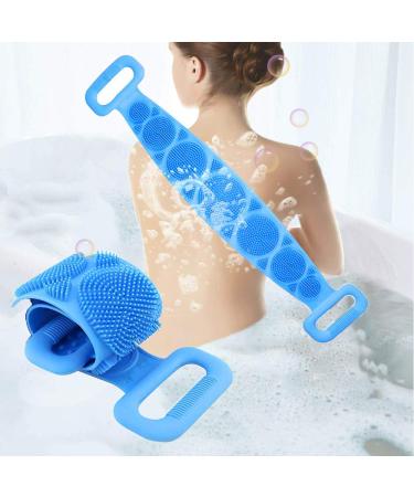 Silicone Body Scrubber 2 Pack - Bath Towel for Men and Women - Shower Back Scrubber - Strong Rub - Long Strip - Multicolor (Blue + Pink) - Buy Online on GoSupps.com