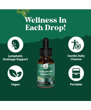 Certified Organic Lymphatic Drainage Drops | Herbal Immune Support Supplement | Vegan Non-GMO Alcohol & Sugar-Free | 30 Servings - Buy Online on GoSupps.com