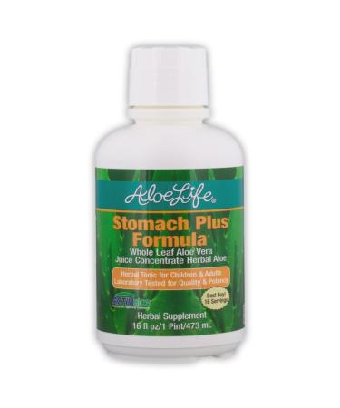 Aloe Life - Stomach Plus Formula Fast-Acting Tonic for Children Adults & Seniors Supports Healthy Digestion & Helps to Soothe Gas Bloating & Nausea Aloe Vera Concentrate Gluten-Free (16 oz)