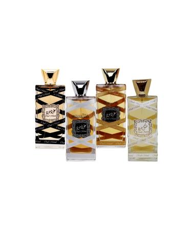 Lattafa for Unisex 4 Piece Eau de Parfum Gift Set (Oud Mood Elixir + Oud Mood Reminiscence + Oud Mood + Musk Mood) 3.4 Ounce/100 ml each