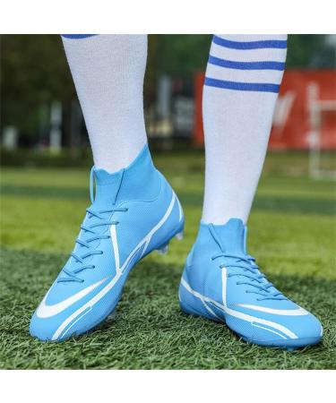 Buy Vtasq Men's High Top Soccer Shoes - Clear Spikes Athletic Training Professional Football Boots Unisex Sneakers Size 35 EU Blue - International Shipping Available - Buy Online on GoSupps.com