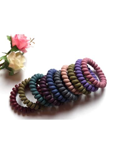 MAORULU Spiral Hair Ties Set - 20PCS Colorful Matte Phone Cord Elastic Coils for Women & Girls - Waterproof & No Crease Hair Ties - Buy Online on GoSupps.com
