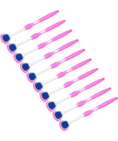 Silicone Tongue Brush 10 Pack - Ergonomic Tongue Scraper for Adults - Pink - Improve Oral Hygiene - Buy Online on GoSupps.com
