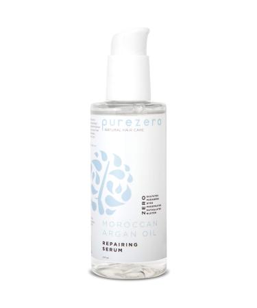 Purezero Moroccan Argan Oil Repairing Serum - Repair Dry Damaged Hair - Increase Hydration & Shine - Zero Sulfates Parabens Dyes Gluten - 100% Vegan & Cruelty Free - Great For Color Treated Hair