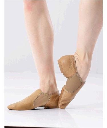 Daydance Leather Jazz Shoes - Slip On for Girls, Boys, Women, Men - Tan - Size 1.5 Big Kid - Buy Online on GoSupps.com