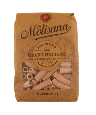Italian Gourmet E.R. La Molisana Pasta Integrale Maccheroni No. 37 Whole Grain Pasta 100% Italian Wheat Bronze Paste 500g + Italian Gourmet Polpa di Pomodoro 400g