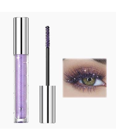 CESGIGO Glitter mascara volumizing mascara in gold silver waterproof glittery purple for parties weddings (purple 1)