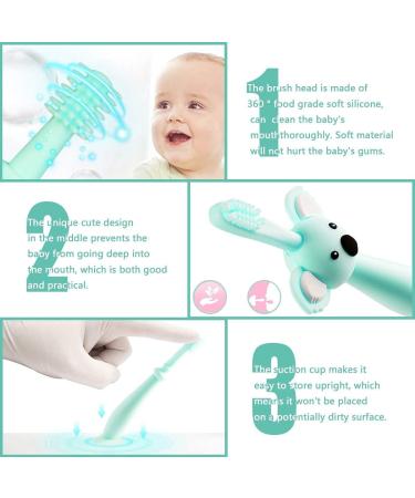 Vicloon Silicone Toothbrush for Babies | Koala Head Handle Suction Cup Design Protective Ring Storage Box & 2 Interchangeable Brush Heads - International Shipping Available - Buy Online on GoSupps.com