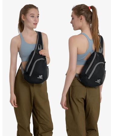 WATERFLY Small Black Water Resistant Crossbody Sling Bag for Men and Women - Lightweight Shoulder Chest Daypack Ideal for Hiking and Travel - Buy Online on GoSupps.com