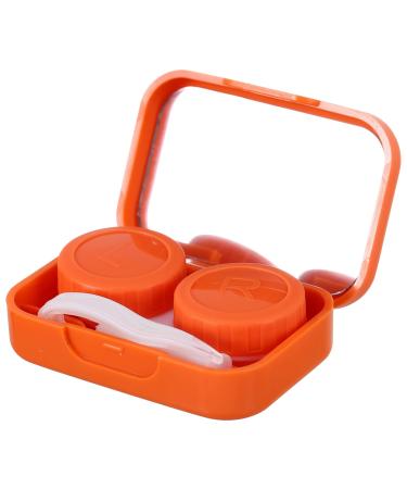 Exceart 1 Set 4 contact lens boxes cute bear travel contact lens case compact box portable contact box with mirror for daily use outdoors office orange
