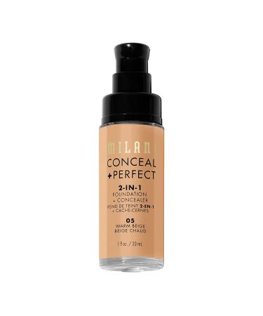 Milani Conceal + Perfect 2-in-1 Foundation + Concealer - Warm Beige (1 Fl. Oz.) Cruelty-Free Liquid Foundation - Cover Under-Eye Circles  Blemishes & Skin Discoloration for a Flawless Complexion 05-Warm Beige - Buy Online on GoSupps.com