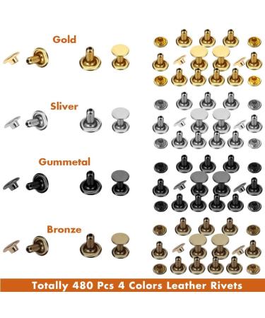 Selizo 480 Sets Leather Rivets Double Cap with 3 Sizes & Tool Kit - Craft Repair Metal Studs in 4 Colors - Buy Online on GoSupps.com