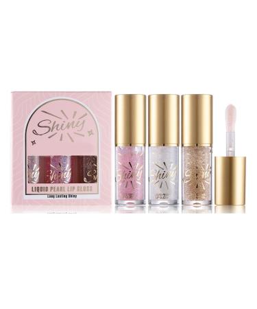3 Pack Moisturizing Lip Oil - Large Plumpers Brush - Lip Gloss - Shimmering Lip Care - Moisturizing Lip Oil - Lip Oil for Women - Long Lasting